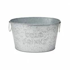 Small Galvanized Steel Beverage Tub with Handles in Silver by Mind Reader