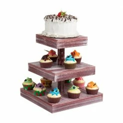 3-Tier Brown Torched Wood Farmhouse Cake Stand by Mind Reader