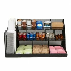 14-Compartment 3-Tier Large Breakroom Condiment Organizer Black Metal Mesh by Mind Reader 10 14-Compartment 3-Tier Large Breakroom Condiment Organizer Black Metal Mesh by Mind Reader -Deals Mind Reader Store mind reader coffee accessories cmg2mesh blk 1f 1000