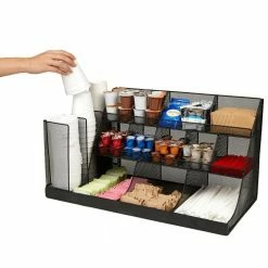 14-Compartment 3-Tier Large Breakroom Condiment Organizer Black Metal Mesh by Mind Reader 11 14-Compartment 3-Tier Large Breakroom Condiment Organizer Black Metal Mesh by Mind Reader -Deals Mind Reader Store mind reader coffee accessories cmg2mesh blk 44 1000