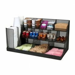 14-Compartment 3-Tier Large Breakroom Condiment Organizer Black Metal Mesh by Mind Reader 12 14-Compartment 3-Tier Large Breakroom Condiment Organizer Black Metal Mesh by Mind Reader -Deals Mind Reader Store mind reader coffee accessories cmg2mesh blk fa 1000