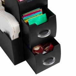 Anchor Collection, 11-Compartment Coffee Cup and Condiment Dispenser with 2-Drawers, Set of 2, Black by Mind Reader -Deals Mind Reader Store mind reader condiment servers 2cad01 blk 1f 1000