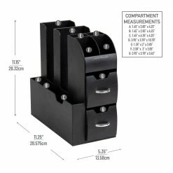 Anchor Collection, 11-Compartment Coffee Cup and Condiment Dispenser with 2-Drawers, Set of 2, Black by Mind Reader -Deals Mind Reader Store mind reader condiment servers 2cad01 blk 4f 1000