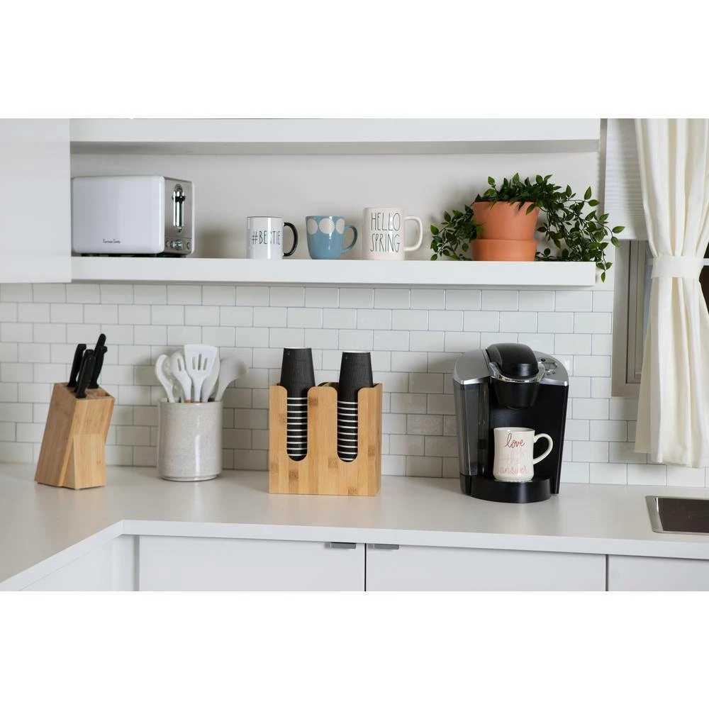 Brown Bamboo Condiment Storage with 2-Rows for Cups and Lids by Mind Reader 7 Brown Bamboo Condiment Storage with 2-Rows for Cups and Lids by Mind Reader - Image 7