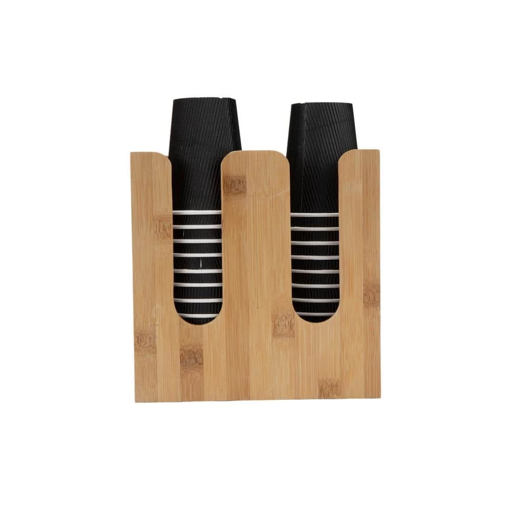 Brown Bamboo Condiment Storage with 2-Rows for Cups and Lids by Mind Reader 1 Brown Bamboo Condiment Storage with 2-Rows for Cups and Lids by Mind Reader
