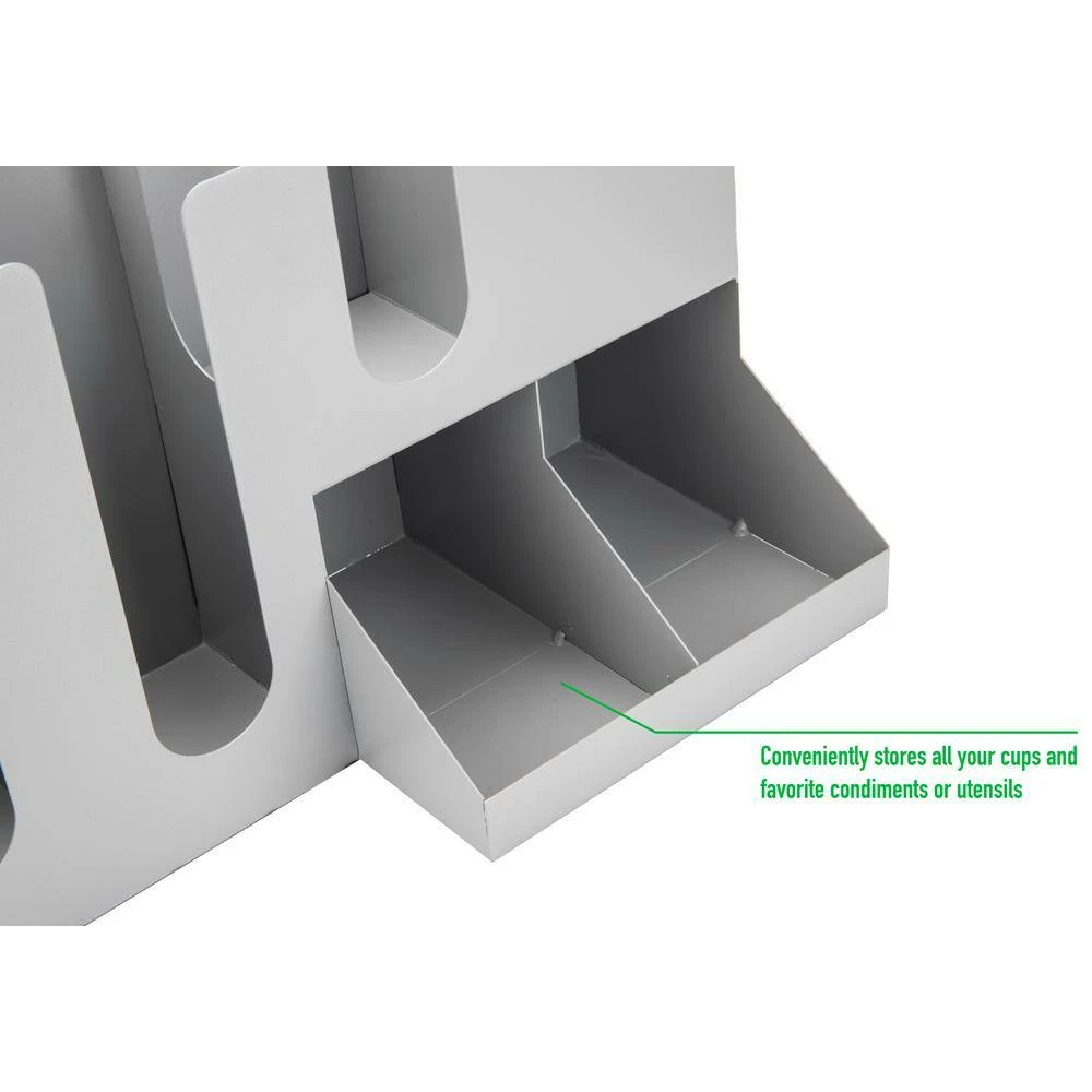 Multi-Section Condiment Station in Silver by Mind Reader 4 Multi-Section Condiment Station in Silver by Mind Reader - Image 4