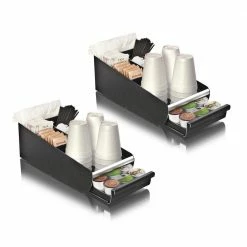 Anchor Collection Black Coffee Cup and Condiment Organizer with Pod Drawer, Countertop Organizer (Set of 2) by Mind Reader