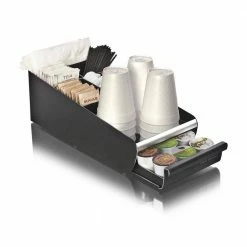 Anchor Collection Black Coffee Cup and Condiment Organizer with Pod Drawer, Countertop Organizer (Set of 2) by Mind Reader -Deals Mind Reader Store mind reader condiment servers 2org01 blk 76 1000