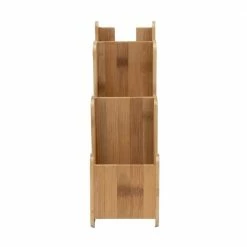 Bamboo 3-Compartment Cup Holder in Brown by Mind Reader
