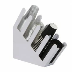 White 'Fancy' Acrylic 4-Compartment Cup and Lid Holder by Mind Reader