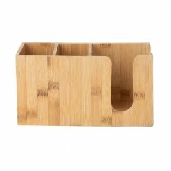 Bamboo 3-Compartment Organizer for Condiments in Brown by Mind Reader