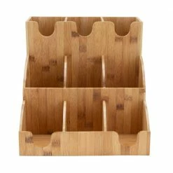 Bamboo 9-Compartment Multi-Level Organizer for Condiments Brown by Mind Reader