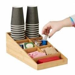 Brown 7 Compartment Tea and Coffee Condiment Organizer by Mind Reader -Deals Mind Reader Store mind reader condiment servers bmcomp7 brn 1f 1000