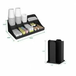 Cup & Lid Organizer & Coffee Condiment Organizer, 15 Compartment, Black by Mind Reader 12 Cup & Lid Organizer & Coffee Condiment Organizer, 15 Compartment, Black by Mind Reader -Deals Mind Reader Store mind reader condiment servers cdcom blk fa 1000