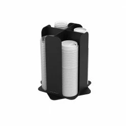 Totem 80-Cup Black Breakroom Cup Holder and Lid Holder by Mind Reader -Deals Mind Reader Store mind reader condiment servers cdisp blk 1f 1000