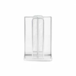 4-Compartment White Metal Mesh Carousel Cup and Lid Organizer by Mind Reader