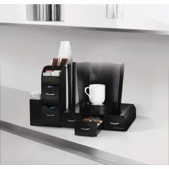 Combine 52-Capactiy 5-Drawer Black Coffee Pod Storage and Condiment Organizer by Mind Reader