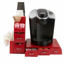 Combine 52-Capactiy 5-Drawer Red Coffee Pod Storage and Condiment Organizer by Mind Reader -Deals Mind Reader Store mind reader condiment servers cmb02 red 1f 1000