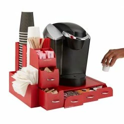 Combine 52-Capactiy 5-Drawer Red Coffee Pod Storage and Condiment Organizer by Mind Reader -Deals Mind Reader Store mind reader condiment servers cmb02 red 4f 1000