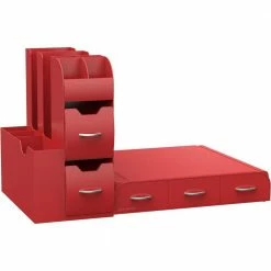Combine 52-Capactiy 5-Drawer Red Coffee Pod Storage and Condiment Organizer by Mind Reader