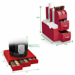 Combine 52-Capactiy 5-Drawer Red Coffee Pod Storage and Condiment Organizer by Mind Reader -Deals Mind Reader Store mind reader condiment servers cmb02 red 76 1000
