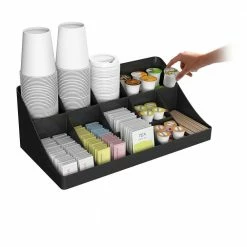 11-Compartment Black Breakroom Condiment Organizer by Mind Reader -Deals Mind Reader Store mind reader condiment servers comorg blk 1f 1000