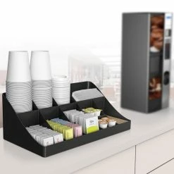 11-Compartment Black Breakroom Condiment Organizer by Mind Reader -Deals Mind Reader Store mind reader condiment servers comorg blk 31 1000