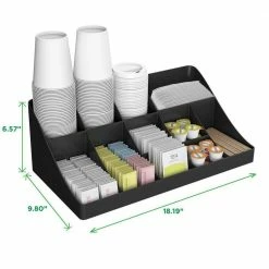 11-Compartment Black Breakroom Condiment Organizer by Mind Reader -Deals Mind Reader Store mind reader condiment servers comorg blk 44 1000
