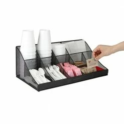 64-Cup 11-Compartment Black Mesh Coffee Condiment Organizer by Mind Reader -Deals Mind Reader Store mind reader condiment servers comorgmesh blk 1f 1000