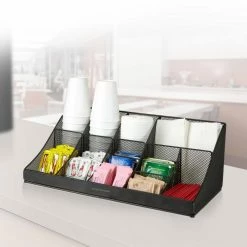 64-Cup 11-Compartment Black Mesh Coffee Condiment Organizer by Mind Reader -Deals Mind Reader Store mind reader condiment servers comorgmesh blk 4f 1000