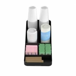 Trove 7 Compartment Coffee Condiment Organizer in Black by Mind Reader -Deals Mind Reader Store mind reader condiment servers comp7 blk 1f 1000