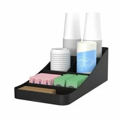 Trove 7 Compartment Coffee Condiment Organizer in Black by Mind Reader -Deals Mind Reader Store mind reader condiment servers comp7 blk 44 1000