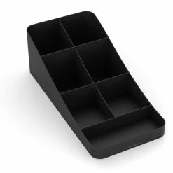 Trove 7 Compartment Coffee Condiment Organizer in Black by Mind Reader