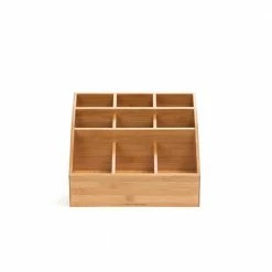 9-Compartment Square Bamboo Condiment Organizer by Mind Reader