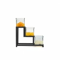 24 oz. 3-Compartment Tiered Black Metal Condiment Server Jar Stand, Garnish Station for Restaurant, Bars, Removable Jars by Mind Reader -Deals Mind Reader Store mind reader condiment servers conjar3 blk 1f 1000