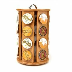 24-Capacity Bamboo K-Cup Storage Organizer and Coffee Pod Carousel by Mind Reader -Deals Mind Reader Store mind reader condiment servers crs brn 1f 1000