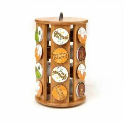 24-Capacity Bamboo K-Cup Storage Organizer and Coffee Pod Carousel by Mind Reader -Deals Mind Reader Store mind reader condiment servers crs brn 4f 1000