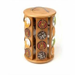 24-Capacity Bamboo K-Cup Storage Organizer and Coffee Pod Carousel by Mind Reader -Deals Mind Reader Store mind reader condiment servers crs brn fa 1000
