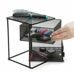 Rotating All Purpose 2 Tier Shelf, Baskets, Drawers with Magnets, Black by Mind Reader -Deals Mind Reader Store mind reader condiment servers kmag2t blk 44 1000