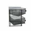 Rotating All Purpose 2 Tier Shelf, Baskets, Drawers with Magnets, Black by Mind Reader