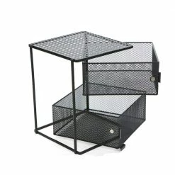 Rotating All Purpose 2 Tier Shelf, Baskets, Drawers with Magnets, Black by Mind Reader -Deals Mind Reader Store mind reader condiment servers kmag2t blk fa 1000