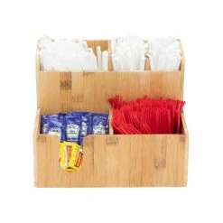 Bamboo 5 Section Dual-Level Condiment Organizer in Brown by Mind Reader -Deals Mind Reader Store mind reader condiment servers lcadbm brn 44 1000