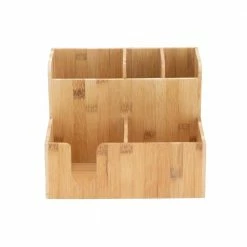 Bamboo 5 Section Dual-Level Condiment Organizer in Brown by Mind Reader