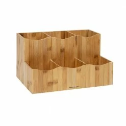 Condiment Organizer Brown Station for Disposable Cups, Sugar Packets, Straws, Utensils Bamboo by Mind Reader