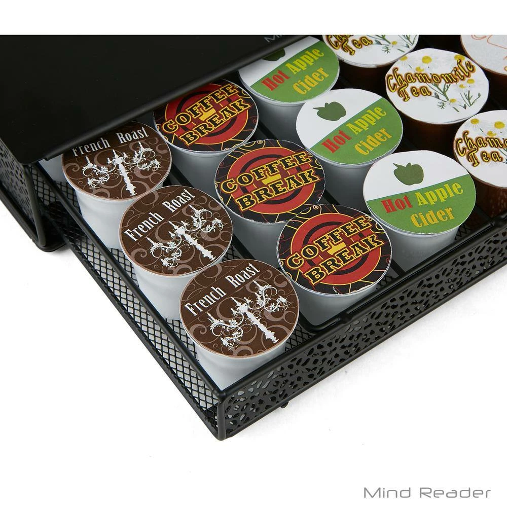 36-Capacity Black K-Cup Storage Drawer with Flower Pattern Metal Mesh by Mind Reader 2 36-Capacity Black K-Cup Storage Drawer with Flower Pattern Metal Mesh by Mind Reader - Image 2