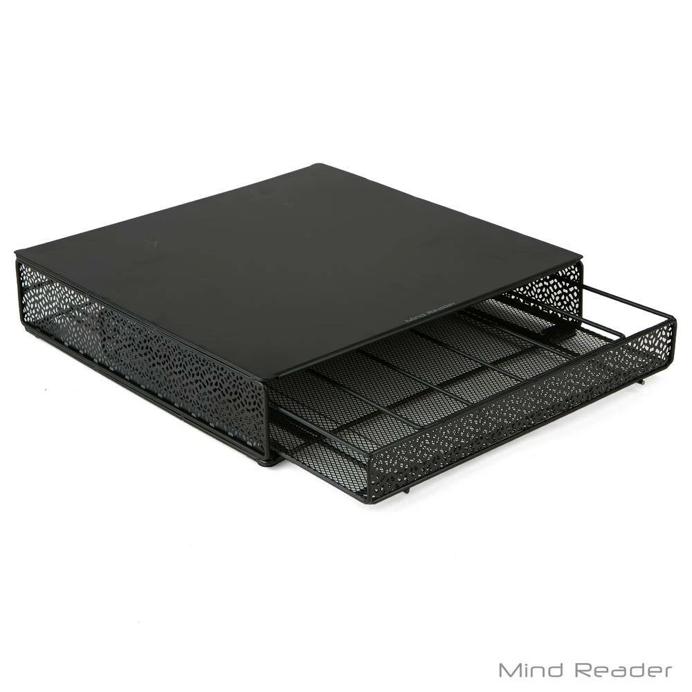 36-Capacity Black K-Cup Storage Drawer with Flower Pattern Metal Mesh by Mind Reader 6 36-Capacity Black K-Cup Storage Drawer with Flower Pattern Metal Mesh by Mind Reader - Image 6