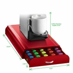 Anchor 50-Capacity Red Nespresso Coffee Capsule Drawer by Mind Reader -Deals Mind Reader Store mind reader condiment servers nest3pc red 44 1000