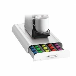Anchor 50-Capacity White Nespresso Coffee Capsule Drawer by Mind Reader -Deals Mind Reader Store mind reader condiment servers nest3pc wht 76 1000