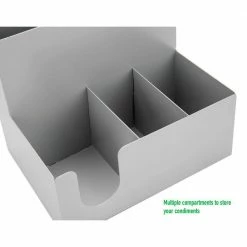 6-Compartment Condiment Station in Silver by Mind Reader -Deals Mind Reader Store mind reader condiment servers strawco sil 1f 1000