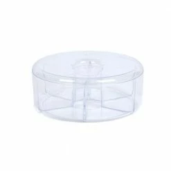 Clear Acrylic Tea Bag Storage and Organizer 6-Compartment Tea Bag Holder with Lid, Round Pantry Organizer for Kitchen by Mind Reader